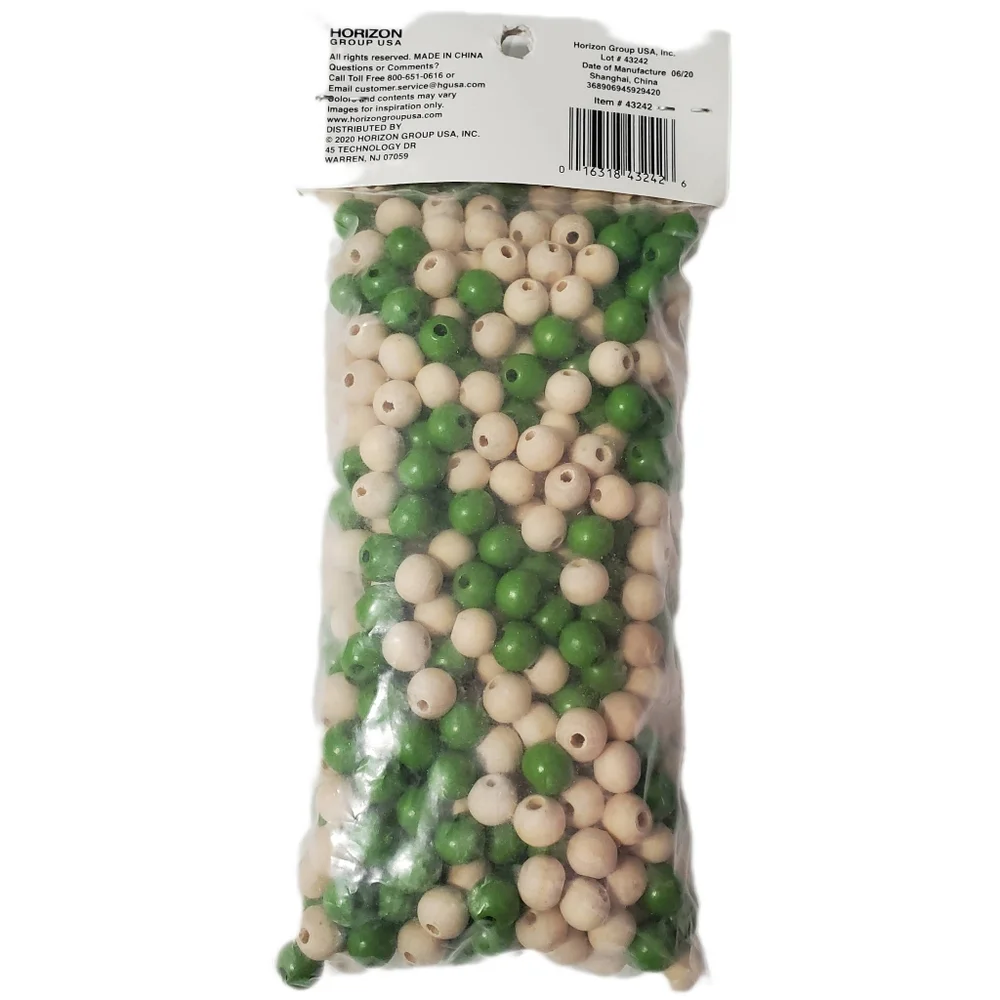 For The Love Of Beading Kits Green and Cream Wooden Beads Size 10mm